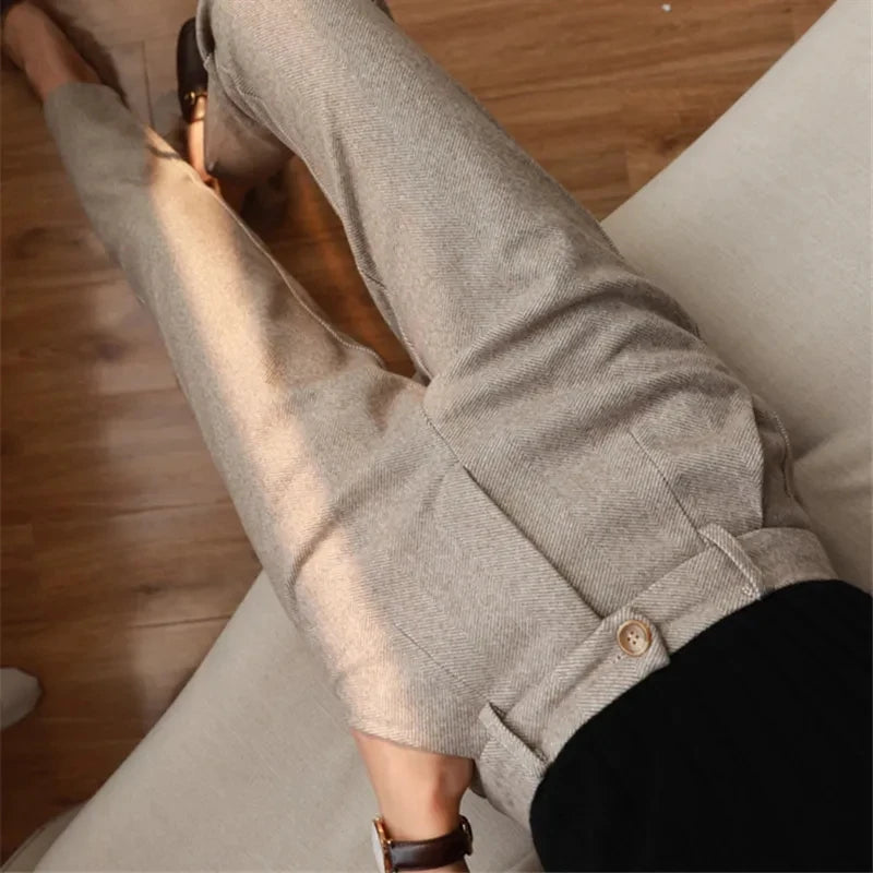 Labeless Woolen Pants Women's Harem Pencil Pants