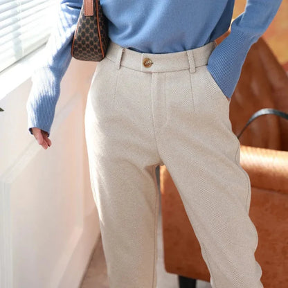 Labeless Woolen Pants Women's Harem Pencil Pants