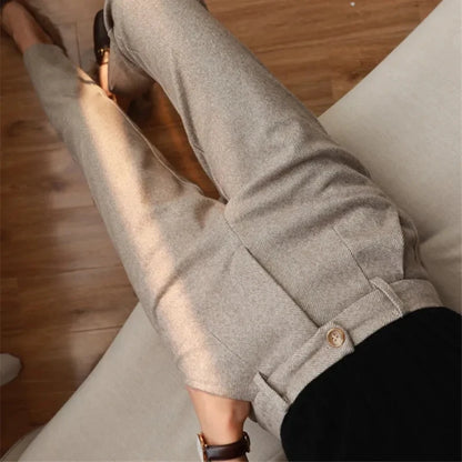 Labeless Woolen Pants Women's Harem Pencil Pants