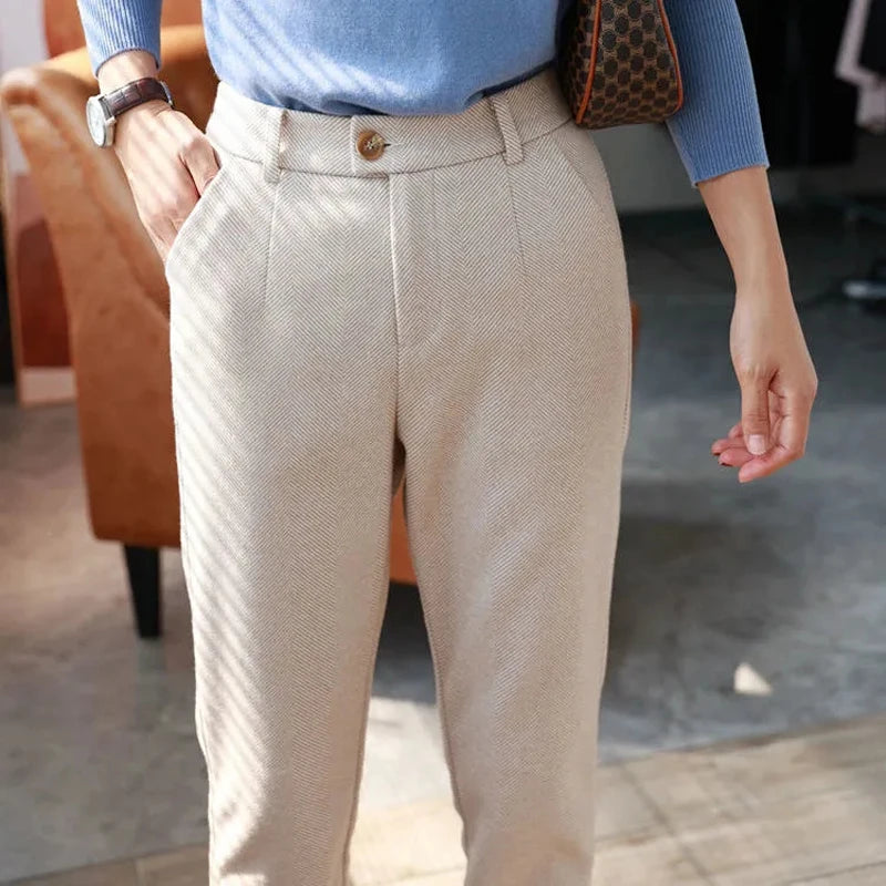 Labeless Woolen Pants Women's Harem Pencil Pants