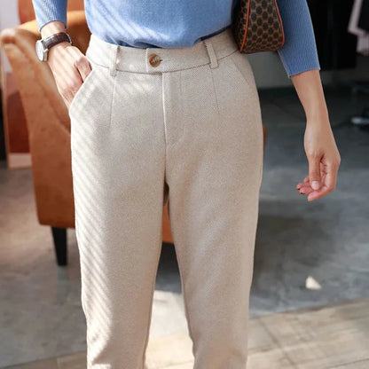 Labeless Woolen Pants Women's Harem Pencil Pants
